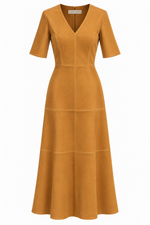 Vestido Midi em Camurça Caramelo