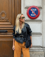 Jaqueta de Couro Oversized Preto
