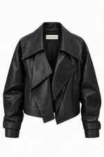 Jaqueta de Couro Oversized Preto