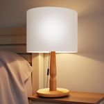Abajur Luminária De Mesa Madeira Moderno Off White [F066]