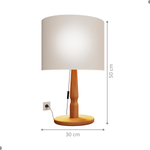 Abajur Luminária De Mesa Madeira Moderno Off White [F066]