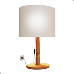 Abajur Luminária De Mesa Madeira Moderno Off White [F066]