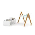Berço Com Rodas Pés Madeira Prateleira Branco Eco Wood [F066]