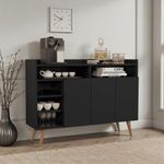 Buffet Aparador 3 Portas Nichos Retro Celta Preto [F066]