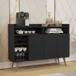 Buffet Aparador 3 Portas Nichos Retro Celta Preto [F066]
