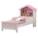 Cama Solteiro Casa Princesa Branco Rosa [F066]