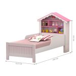 Cama Solteiro Casa Princesa Branco Rosa [F066]