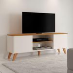 Rack Retro Para Tv Sala Estar 2 Portas Off White Cedro [F066]