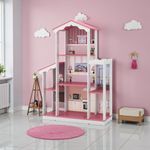 Casa De Bonecas Infantil Completa Branco Rosa [F066]