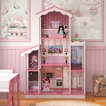 Casa De Bonecas Infantil Completa Branco Rosa [F066]