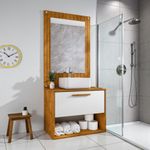 Conjunto Gabinete Cuba Espelho Banheiro Naturalle Branco [F066]