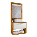 Conjunto Gabinete Cuba Espelho Banheiro Naturalle Branco [F066]