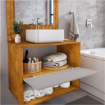 Conjunto Gabinete Cuba Espelho Banheiro Naturalle Off White [F066]