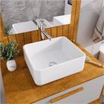 Conjunto Gabinete Cuba Espelho Banheiro Naturalle Off White [F066]