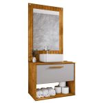 Conjunto Gabinete Cuba Espelho Banheiro Naturalle Off White [F066]
