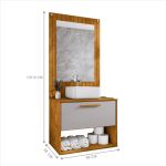 Conjunto Gabinete Cuba Espelho Banheiro Naturalle Off White [F066]