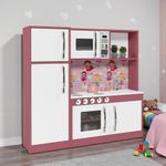 Cozinha Infantil Completa Fogão Geladeira Branco Rosa [F066]