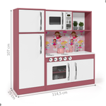 Cozinha Infantil Completa Fogão Geladeira Branco Rosa [F066]