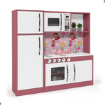 Cozinha Infantil Completa Fogão Geladeira Branco Rosa [F066]