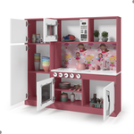 Cozinha Infantil Completa Fogão Geladeira Branco Rosa [F066]