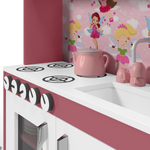 Cozinha Infantil Completa Fogão Geladeira Branco Rosa [F066]