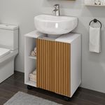 Gabinete Banheiro 1 Porta Com Rodinhas Branco Ripado [F066]
