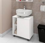 Gabinete Banheiro 1 Porta Com Rodinhas Branco [F066]