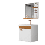 Gabinete E Espelheira Banheiro Com Suporte Branco Cedro [F066]