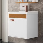 Gabinete E Espelheira Banheiro Com Suporte Branco Cedro [F066]