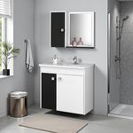 Gabinete Para Banheiro Espelheira Branco Preto [F066]
