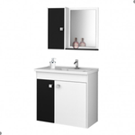 Gabinete Para Banheiro Espelheira Branco Preto [F066]