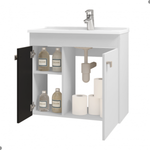 Gabinete Para Banheiro Espelheira Branco Preto [F066]