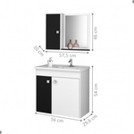 Gabinete Para Banheiro Espelheira Branco Preto [F066]
