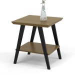 Mesa Apoio Retrô Madeira 2 Prateleiras Freijó Preto [F066]