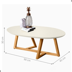 Mesa Centro Oval Para Sala Estilo Off White [F066]