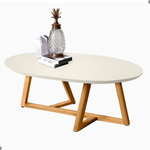 Mesa Centro Oval Para Sala Estilo Off White [F066]