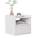 Mesa De Cabeceira Suspensa Com Gaveta Branco [F066]