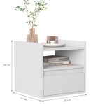 Mesa De Cabeceira Suspensa Com Gaveta Branco [F066]