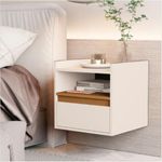 Mesa De Cabeceira Suspensa Com Gaveta Off White Nature [F066]