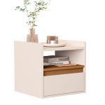Mesa De Cabeceira Suspensa Com Gaveta Off White Nature [F066]