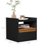 Mesa De Cabeceira Suspensa Com Gaveta Preto Nature [F066]