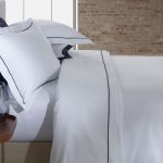 Jogo De Cama 200 Fios Festone Classico Kacyumara Branco/Marinho