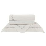 Jogo De Cama 300 Fios Gardens Kacyumara Off-White/Verdes