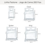Jogo De Cama 200 Fios Festone Classico Kacyumara Branco/Rose
