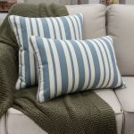 Almofada Listrada Monaco Kacyumara Off White e Azul