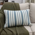Almofada Listrada Monaco Kacyumara Off White e Azul