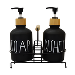 Kit 3 Peças - Dispenser Sabonete Líquido e Detergente com Suporte para Cozinha 