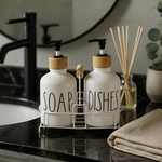 Kit 3 Peças - Dispenser Sabonete Líquido e Detergente com Suporte para Cozinha 