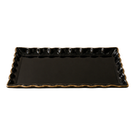 Bandeja Decorativa de Vidro Curva com Borda Dourada 14x28cm