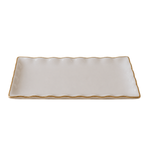 Bandeja Decorativa de Vidro Curva com Borda Dourada 14x28cm